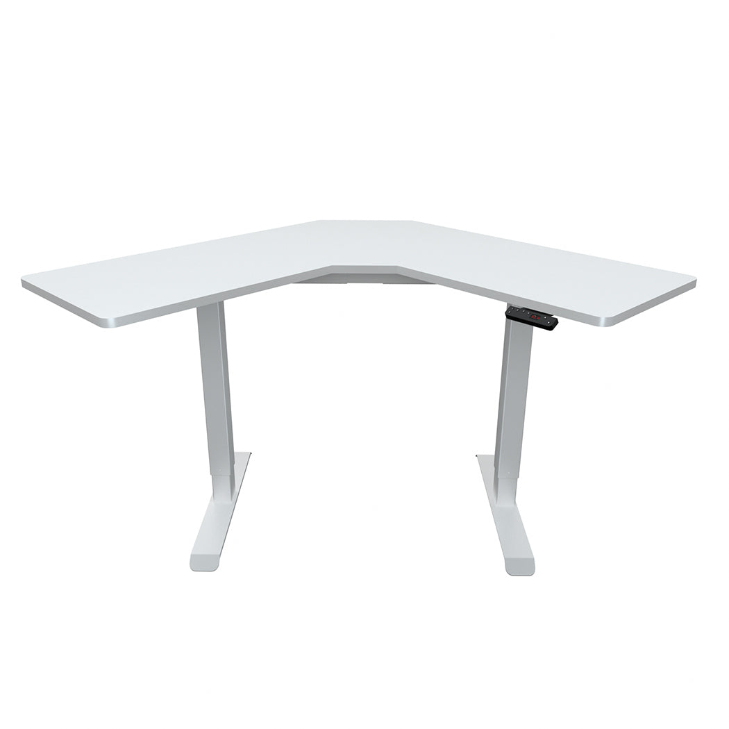 Fortia Sit To Stand Up Corner Standing Desk, 72-120cm, Dual Motor, Electric Height Adjustable, 80kg Load, White/White Fr