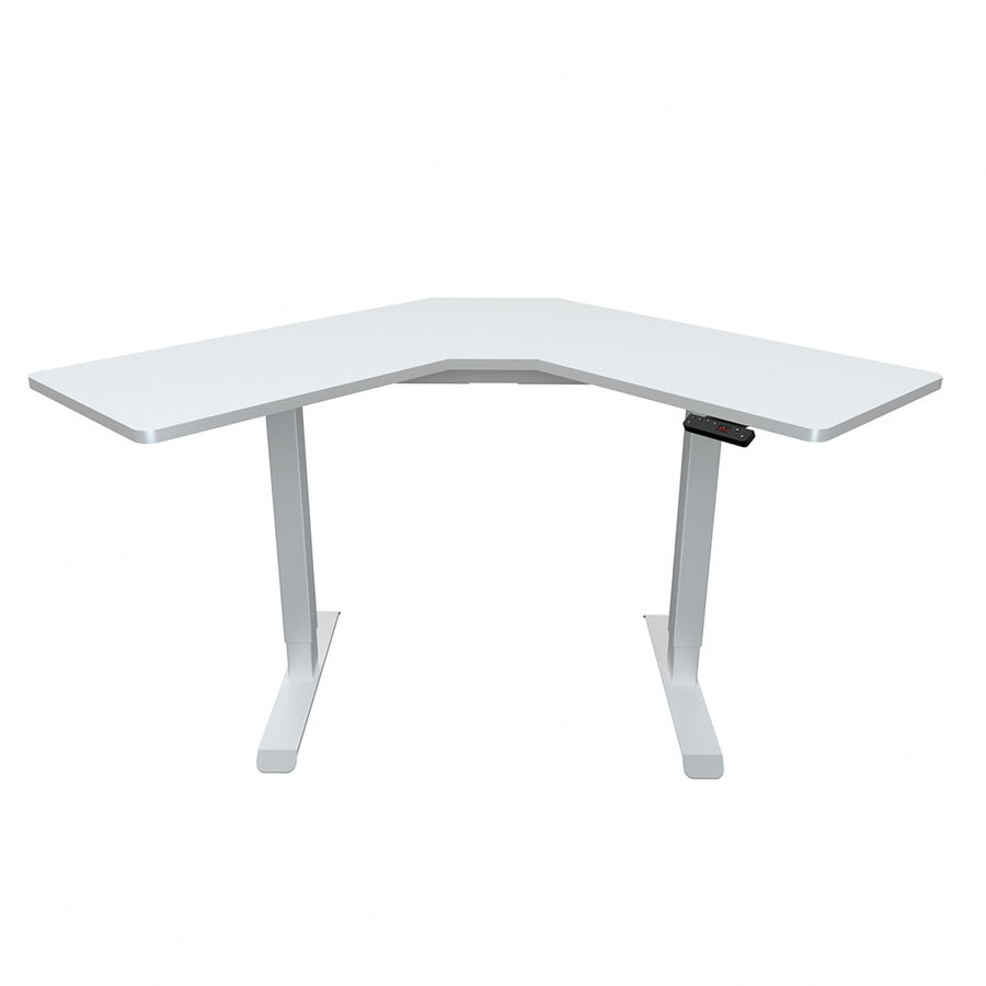 Fortia Sit To Stand Up Corner Standing Desk, 72-120cm, Dual Motor, Electric Height Adjustable, 80kg Load, White/White Fr