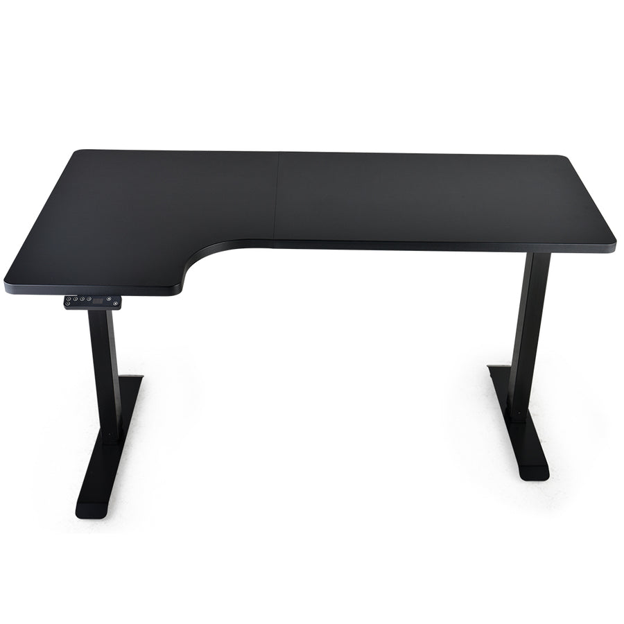 FORTIA L-Shape Standing Desk, 1450W x 850D x 600D, Dual Motor, 80kg Load, Sit to Stand Up Electric Height Adjustable, Le