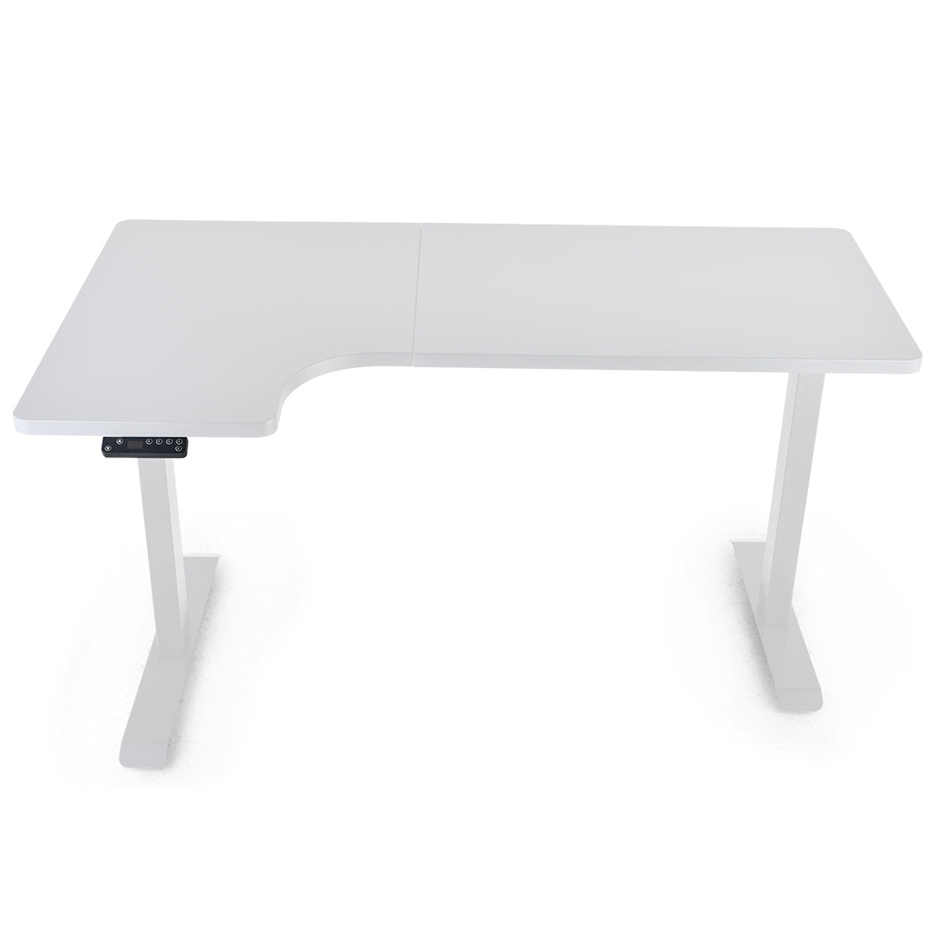 FORTIA L-Shape Standing Desk, 1450W x 850D x 600D, Dual Motor, 80kg Load, Sit to Stand Up Electric Height Adjustable, Le