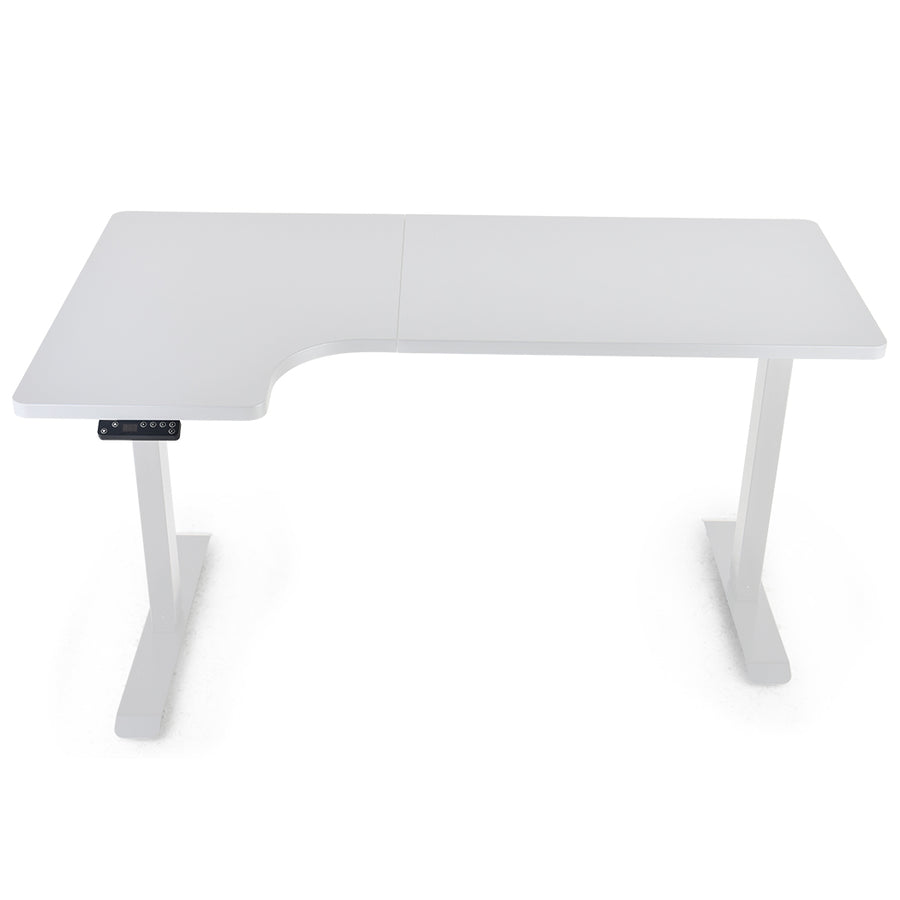 FORTIA L-Shape Standing Desk, 1450W x 850D x 600D, Dual Motor, 80kg Load, Sit to Stand Up Electric Height Adjustable, Le