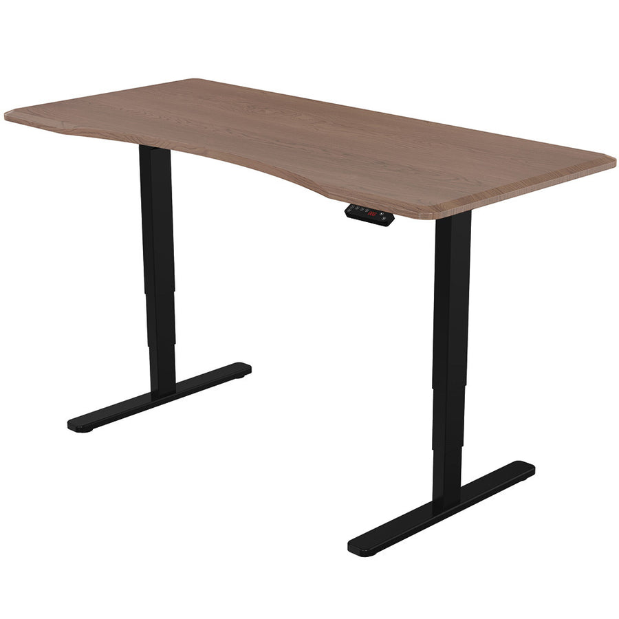 Fortia Sit To Stand Up Standing Desk, 150x70cm, 62-128cm Electric Height Adjustable, Dual Motor, 120kg Load, Arched, Wal