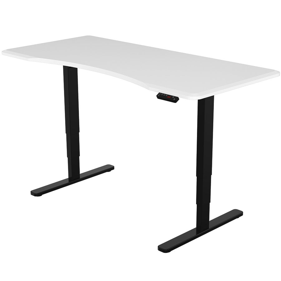 Fortia Sit To Stand Up Standing Desk, 150x70cm, 62-128cm Electric Height Adjustable, Dual Motor, 120kg Load, Arched, Whi