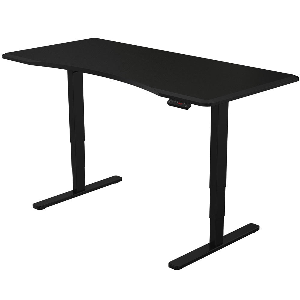 Fortia Sit To Stand Up Standing Desk, 160x75cm, 62-128cm Electric Height Adjustable, Dual Motor, 120kg Load, Arched, Bla