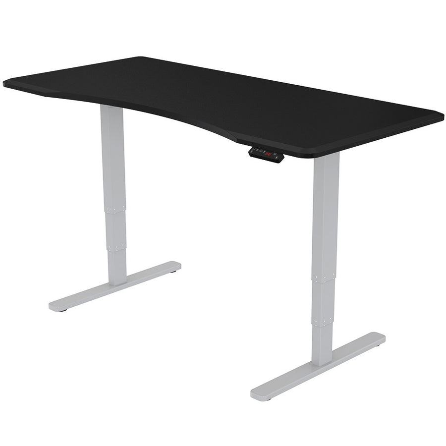 Fortia Sit To Stand Up Standing Desk, 150x70cm, 62-128cm Electric Height Adjustable, Dual Motor, 120kg Load, Arched, Bla