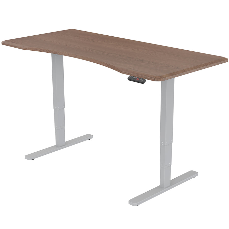 Fortia Sit To Stand Up Standing Desk, 150x70cm, 62-128cm Electric Height Adjustable, Dual Motor, 120kg Load, Arched, Wal