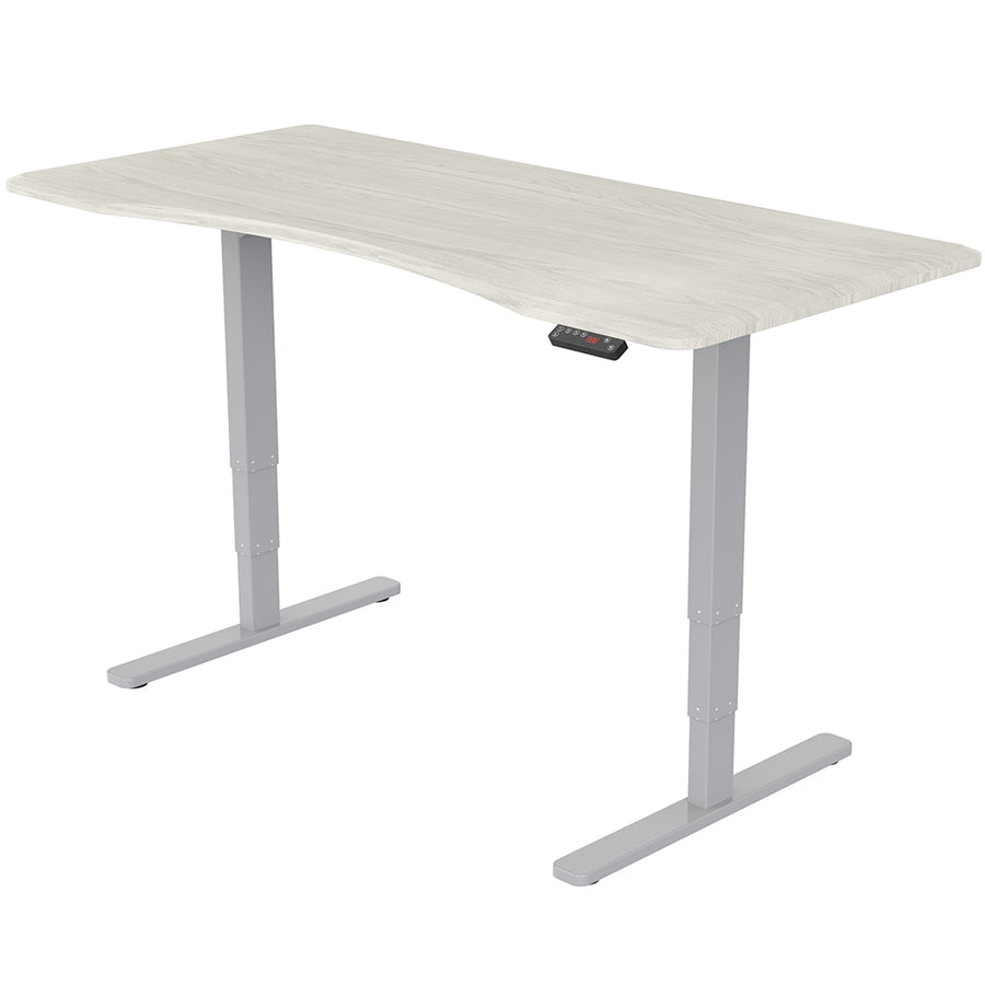 Fortia Sit To Stand Up Standing Desk, 150x70cm, 62-128cm Electric Height Adjustable, Dual Motor, 120kg Load, Arched, Whi