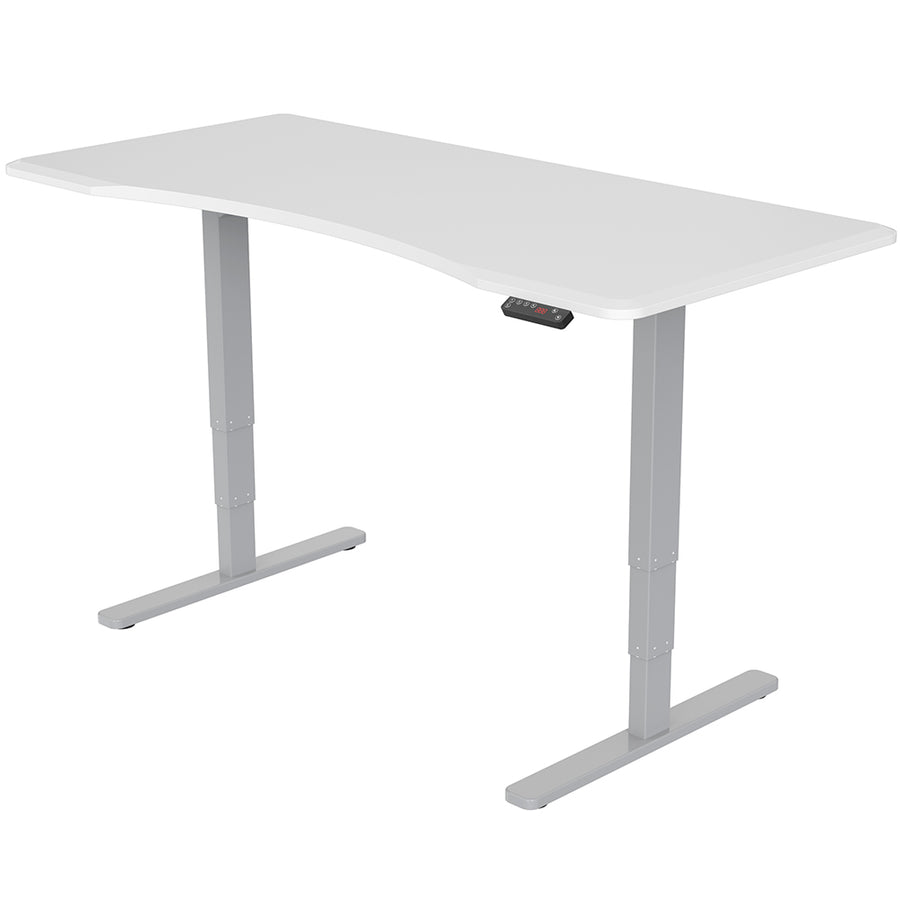 Fortia Sit To Stand Up Standing Desk, 150x70cm, 62-128cm Electric Height Adjustable, Dual Motor, 120kg Load, Arched, Whi