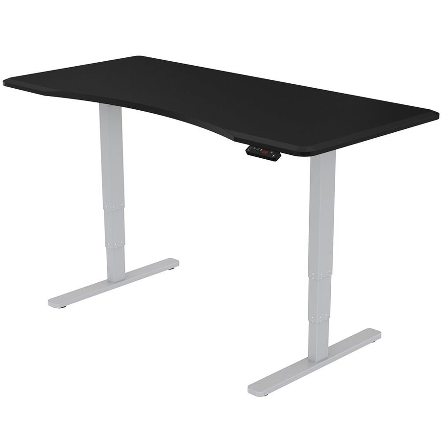 Fortia Sit To Stand Up Standing Desk, 160x75cm, 62-128cm Electric Height Adjustable, Dual Motor, 120kg Load, Arched, Bla