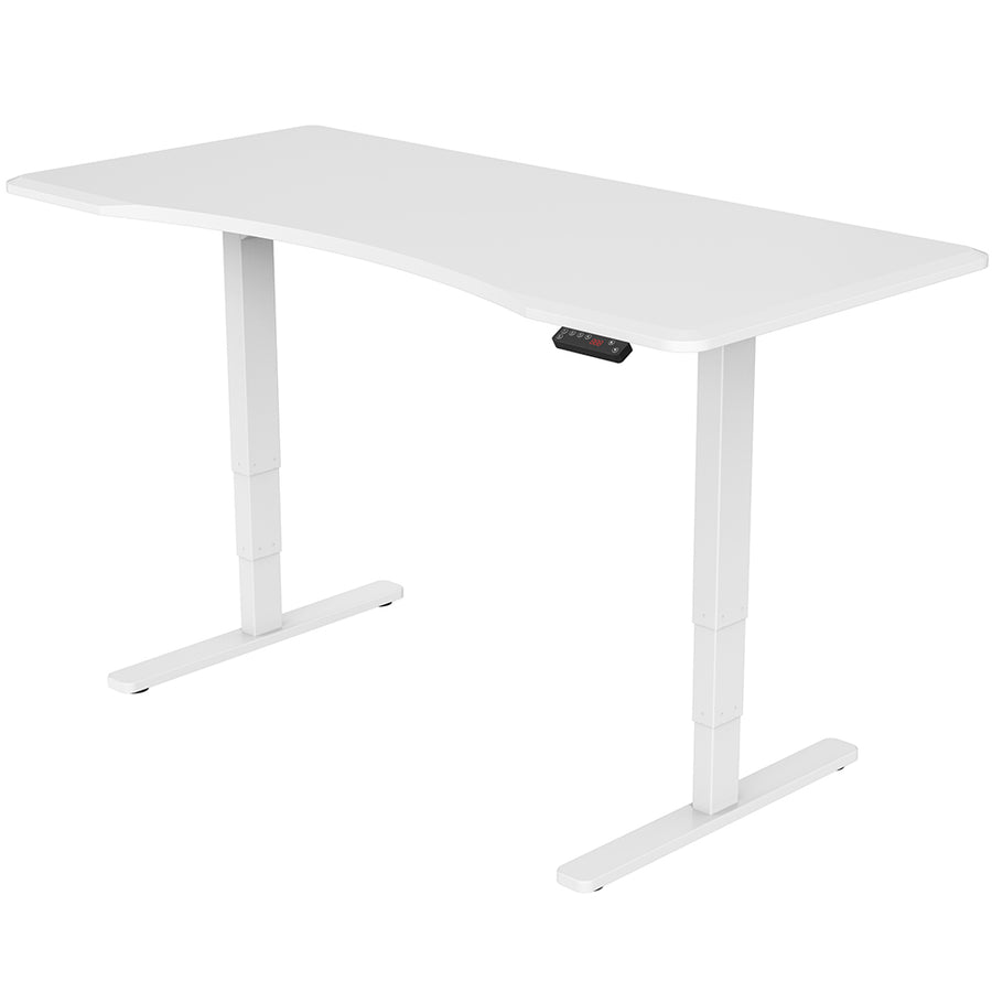 Fortia Sit To Stand Up Standing Desk, 160x75cm, 62-128cm Electric Height Adjustable, Dual Motor, 120kg Load, Arched, Whi
