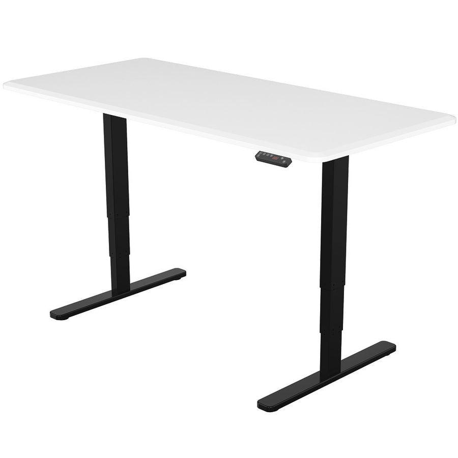 Fortia Sit To Stand Up Standing Desk, 150x70cm, 62-128cm Electric Adjustable Height, Dual Motor, 120kg Load, White/Black