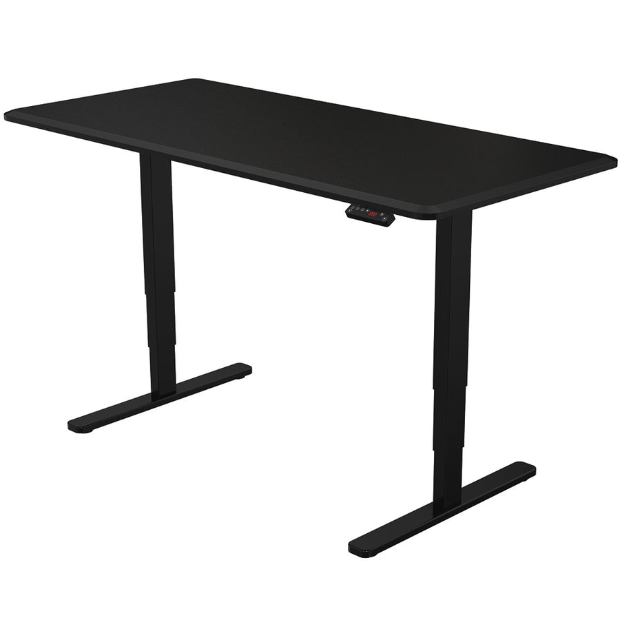 Fortia Sit To Stand Up Standing Desk, 160x75cm, 62-128cm Electric Height Adjustable, Dual Motor, 120kg Load, Black/Black