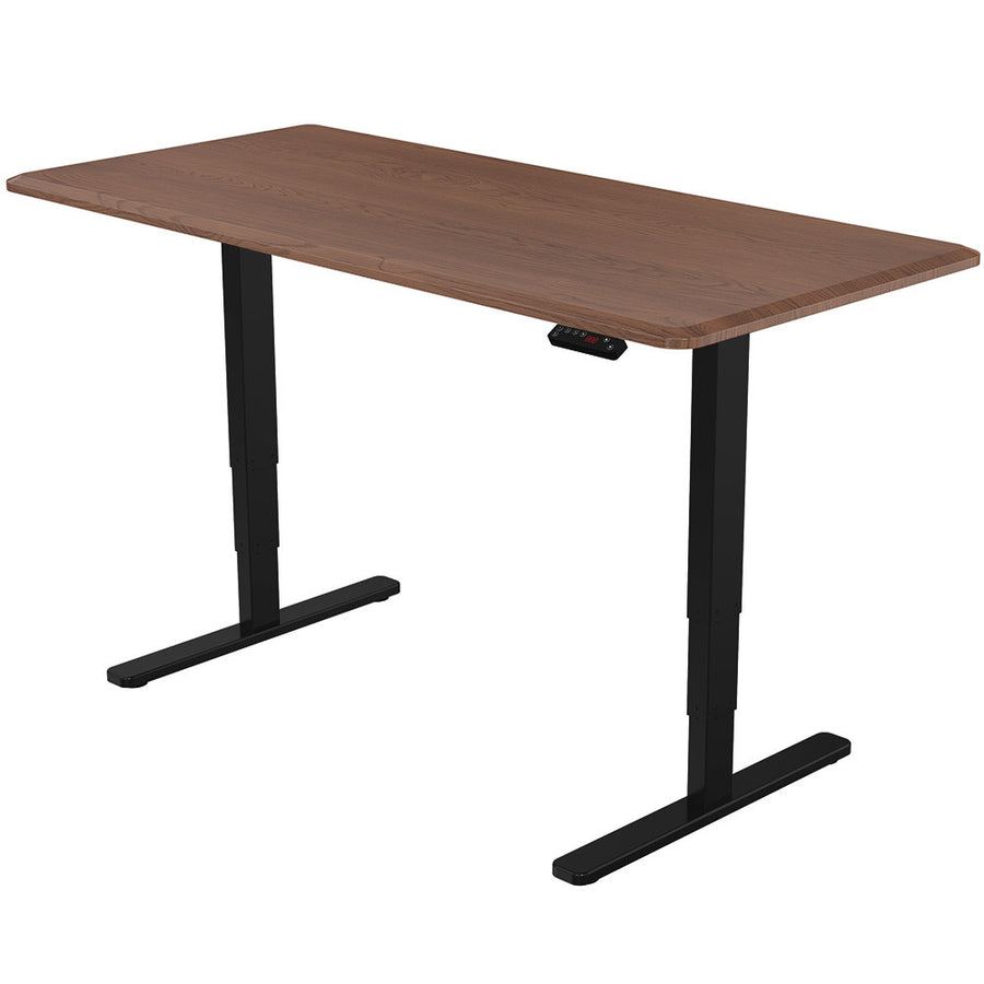 Fortia Sit To Stand Up Standing Desk, 160x75cm, 62-128cm Electric Height Adjustable, Dual Motor, 120kg Load, Walnut Styl