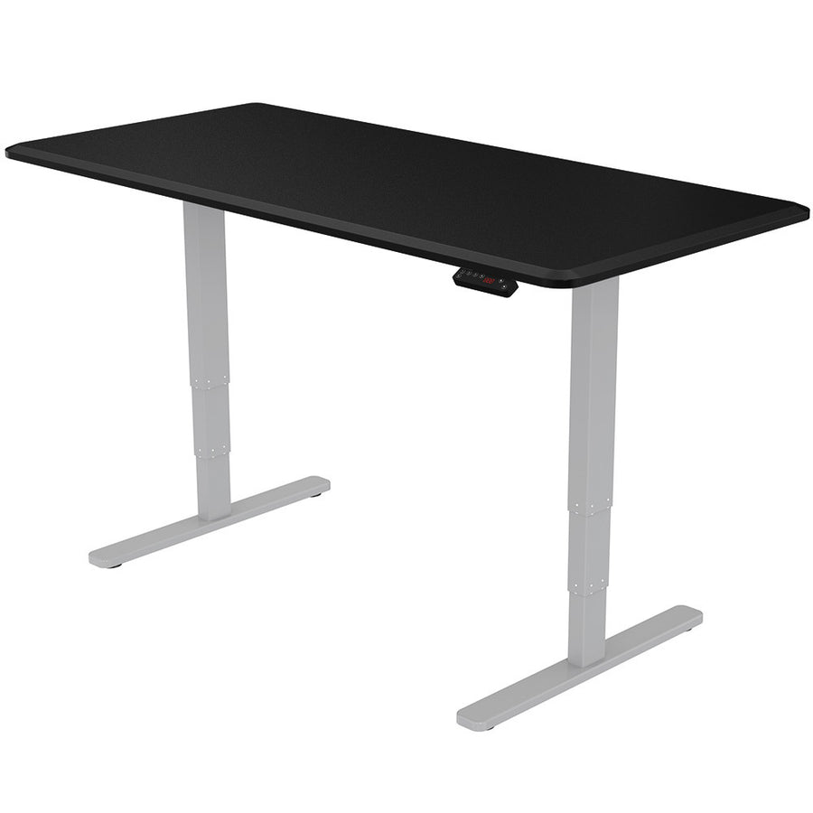 Fortia Sit To Stand Up Standing Desk, 150x70cm, 62-128cm Electric Height Adjustable, Dual Motor, 120kg Load, Black/Silve