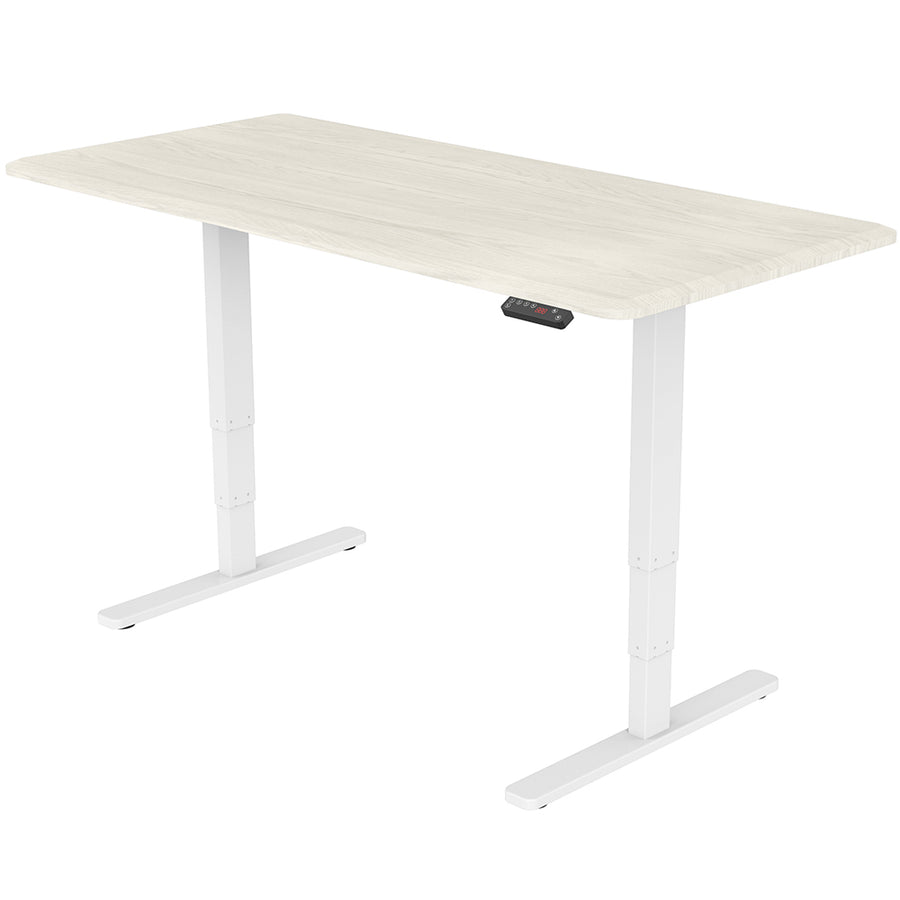 Fortia Sit To Stand Up Standing Desk, 150x70cm, 62-128cm Electric Height Adjustable, Dual Motor, 120kg Load, White Oak S