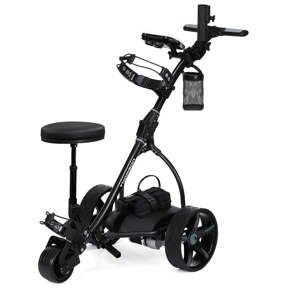 THOMSON E5000 Pro Lithium Golf Buggy, 36 Hole, Only 12kg, Easy Fold, Electric Motorised Buggy Trolley Cart w/ Seat, Blac