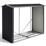 PLANTCRAFT Galvanised Steel Firewood Storage Garden Shed, Anti Corrosion Frame, Easy Assembly, Gloss Black Powder Coat Finish, Pitched Roof