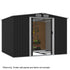 PLANTCRAFT Galvanised Steel Garden Shed 2.58 x 2.07 x 2.02m, with 2 Sliding Doors, 4 Air Vents, Gable Roof, Floor Frame, Black