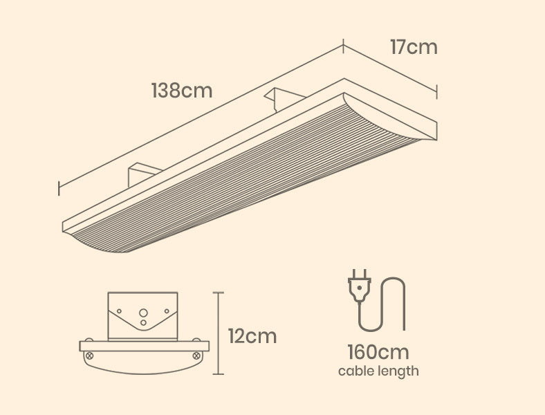 BIO Electric Outdoor Strip Heater Patio Radiant Ceiling Wall Mounted 2 X 2400W