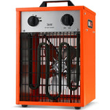UNIMAC 3kW Industrial Electric Fan Heater, 15A, Adjustable Thermostat, 2 Heat Settings, Fast Heating, Compact Portable Box Design for Workshop and Garage Use