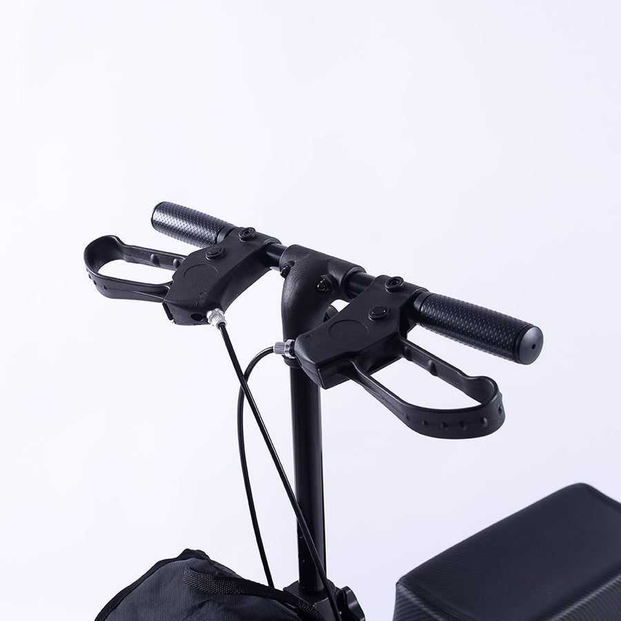 EQUIPMED Knee Scooter Walker, 10 inch Tyres Dual Brakes Bag - Broken Leg Ankle Foot Mobility - Crutches Alternative - Ti