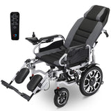EQUIPMED Electric Wheelchair, Power Recline, Long Range, Lithium Battery, 16 Rear Wheels, Headrest, Folding, Grey/Black
