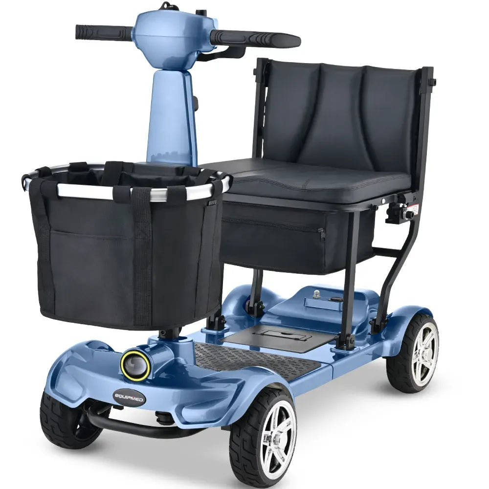 EQUIPMED SmartPacer+ Ultra-Lightweight Mobility Scooter w/ Li-ion Battery, Only 19kg, Foldable, Airline Approved, 120kg Capacity, Blue