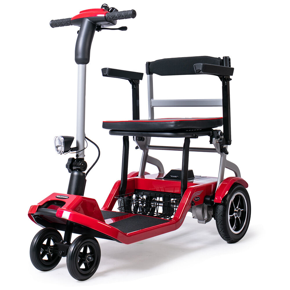 EQUIPMED Ultra-Lightweight Folding Electric Mobility Scooter, 19kg with Battery Removed, Airline Approved, Long Range, Brushless Motor, Portable, Red