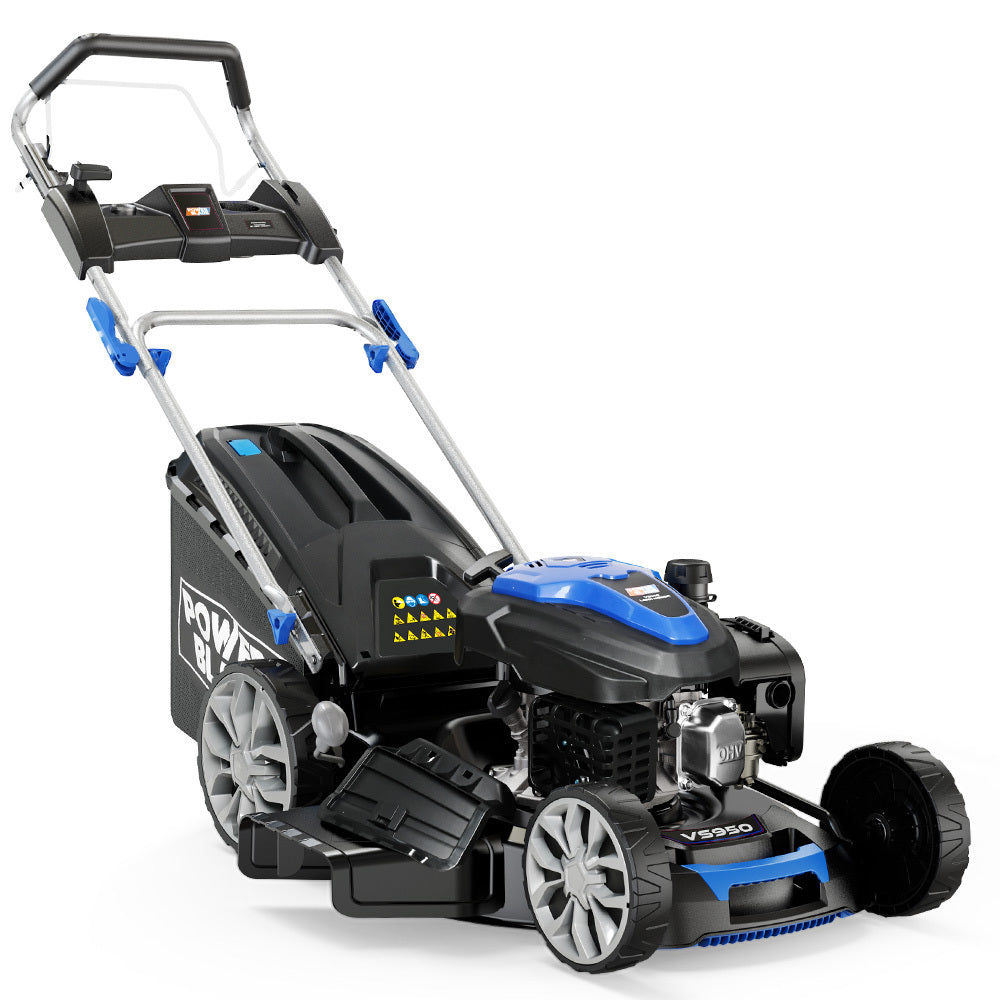 POWERBLADE 20" 200cc Self-Propelled Lawn Mower, Electric Start, 7 Height, Steel Deck, Deck Wash Port, OHV 4-Stroke Petro