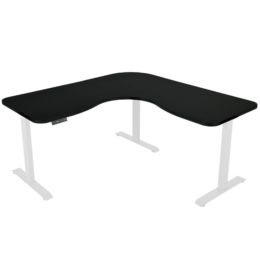 Fortia Corner Standing Desk, 1730W x 1730W x 750D, 3 Motors, 120kg Load, Sit to Stand Up Electric Height Adjustable, Bla