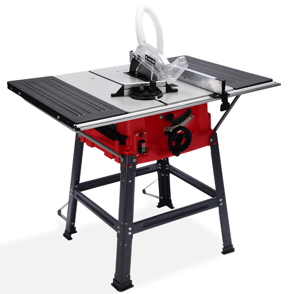 BAUMR-AG 2000W 255mm 10" Compound Table Saw, with Stand, Expandable Worktop, Vacuum Port, 45 Degree Bevel, +/- 45 Degree