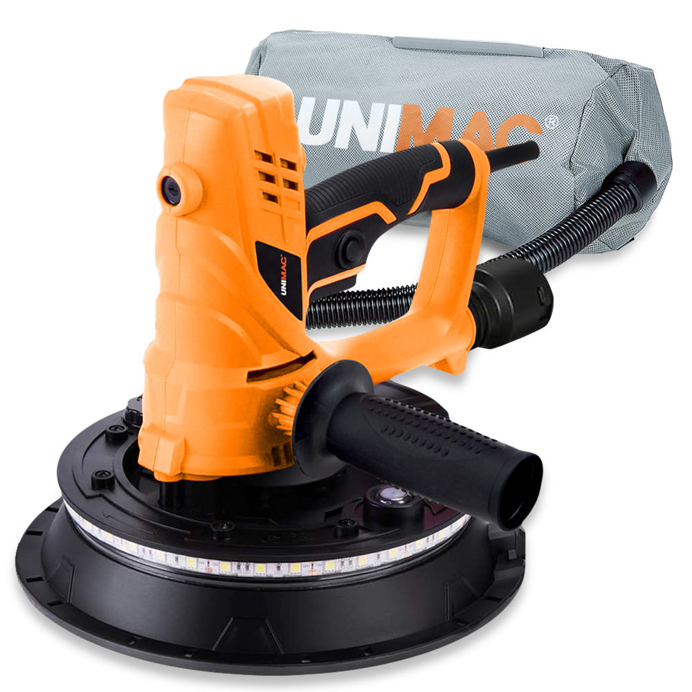 UNIMAC 180mm 850W Handheld Drywall Sander, Electric Dry Wall Sanding Machine, with Automatic Vacuum System, LED Workligh