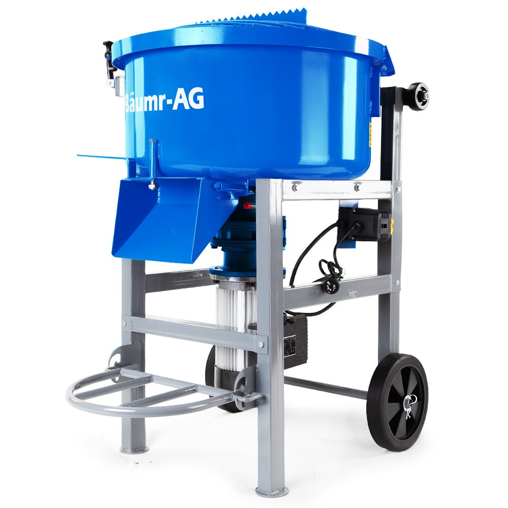 BAUMR-AG 120L Forced Action Pan Mixer, 1500W Electric Direct Drive Motor, Heavy-Duty Frame, for Mortar Screed Resin Ceme