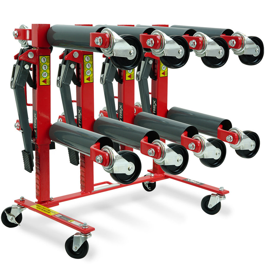T-Rex 2360kg Set of 4 Vehicle Positioning Jacks with Rack Stand, Mechanical Ratcheting Foot Pedal Wheel Dolly For Auto C