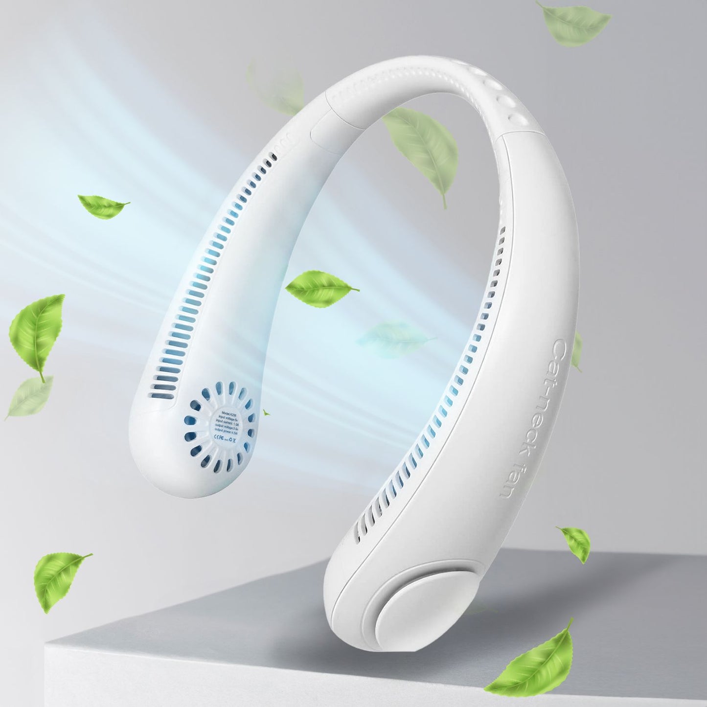GOMINIMO Rechargeable Portable Bladeless Neck Fan with 3 Speeds and 62 Air Outlet (White) GO-NF-100-HJ