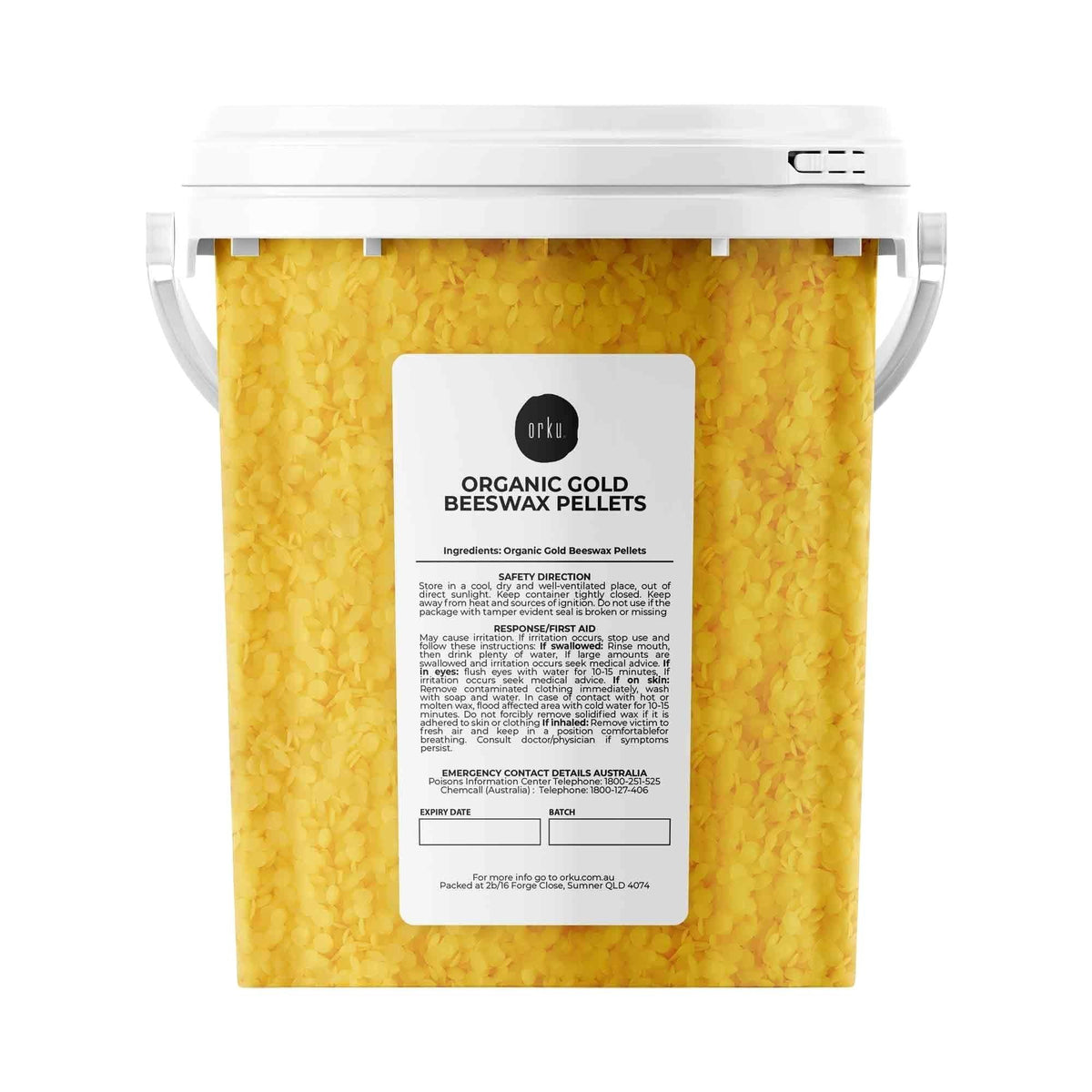 Orku 500g Organic Beeswax Pellets Yellow Tub - Cosmetic Grade Bees Wax Pastilles