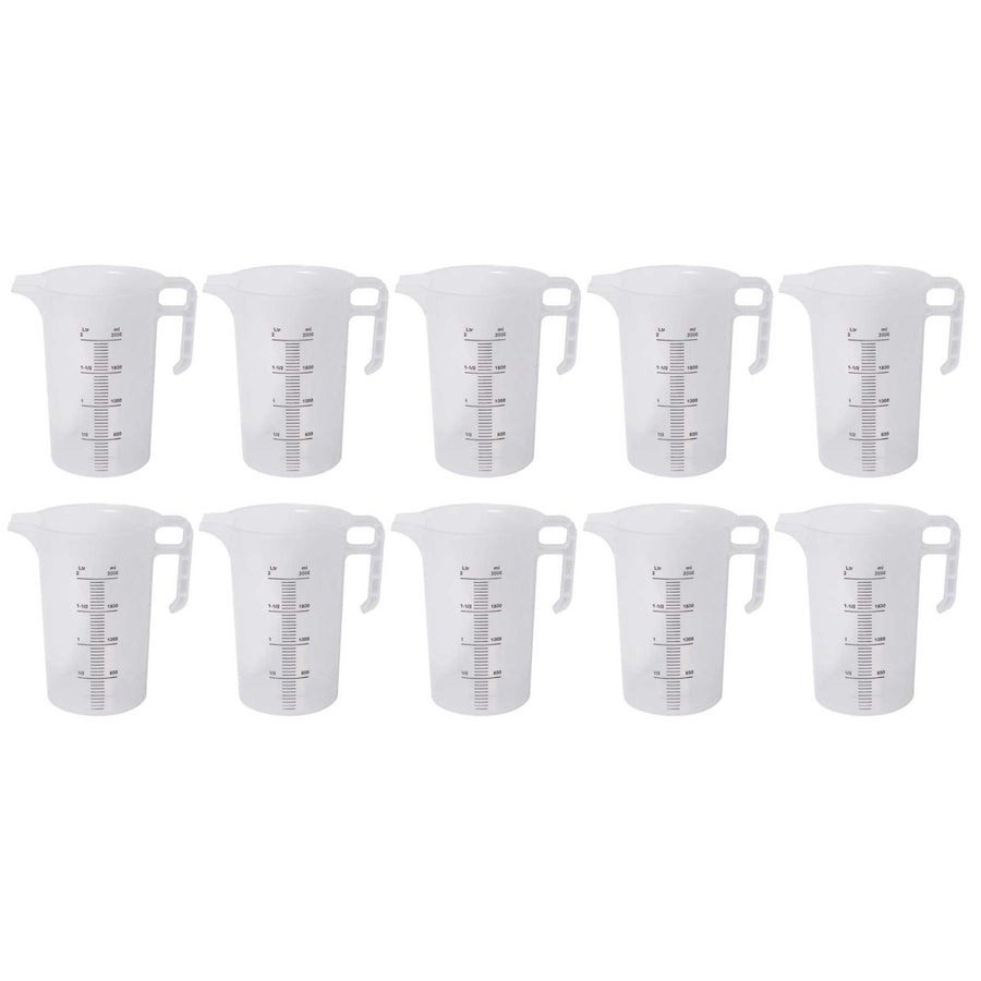 10x 2L Measuring Jug Heavy Duty Clear Plastic Propylene Food Grade BPA 5 Pro-Jug