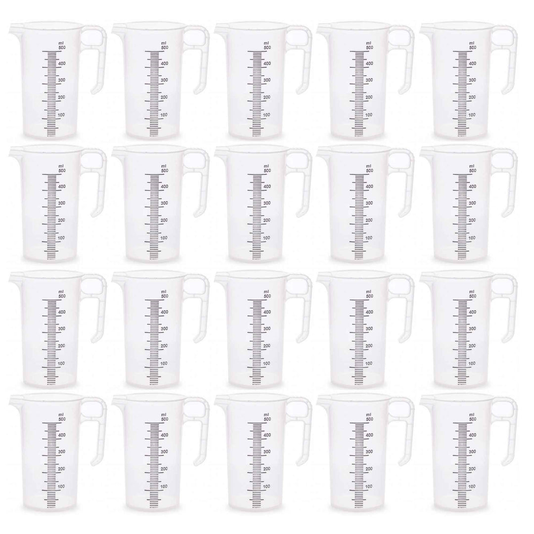 20x 500ml Measuring Jug Strong Clear Plastic Propylene BPA 5 Food Grade Pro-Jug