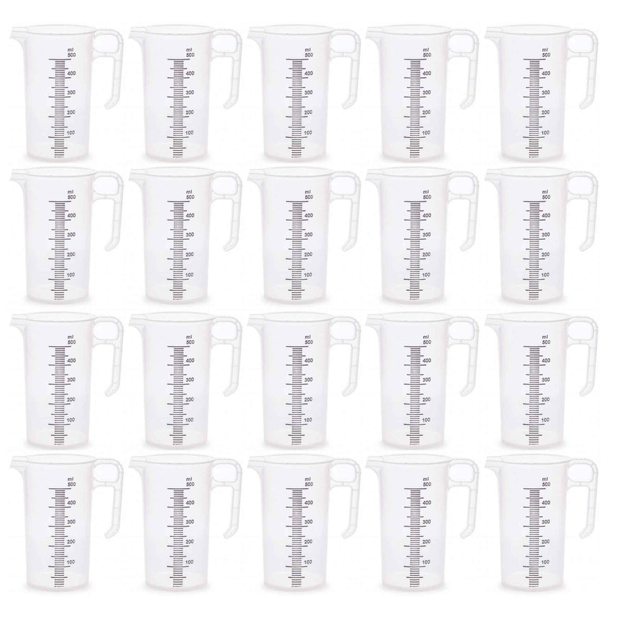 20x 500ml Measuring Jug Strong Clear Plastic Propylene BPA 5 Food Grade Pro-Jug