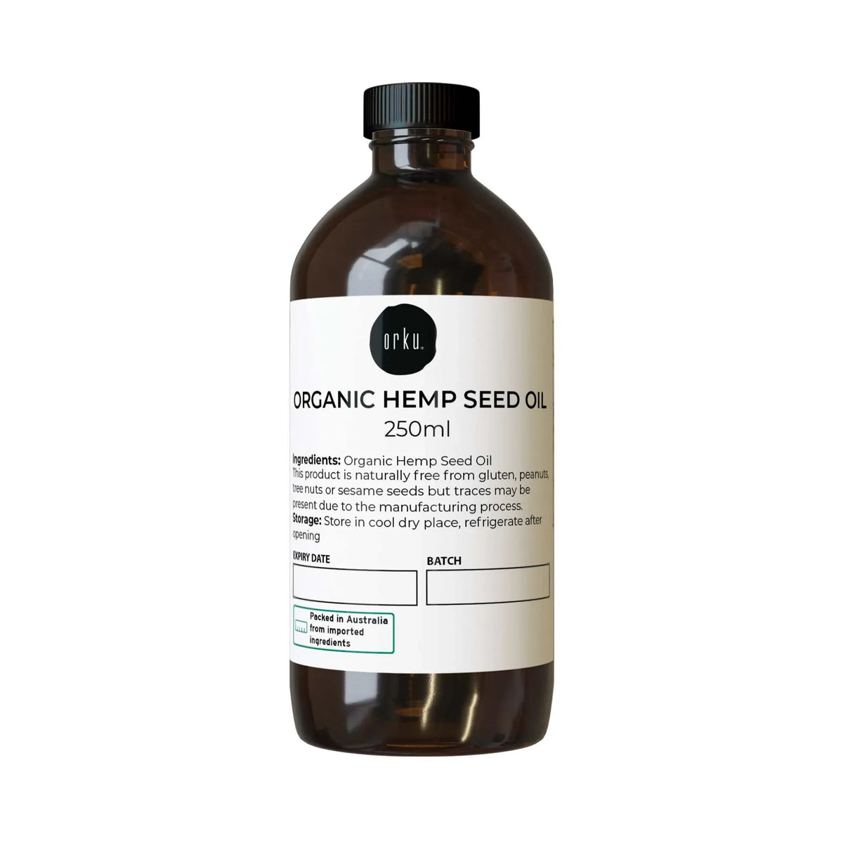 Orku 250ml Organic Hemp Seed Oil - Cold Pressed Food Grade Oils