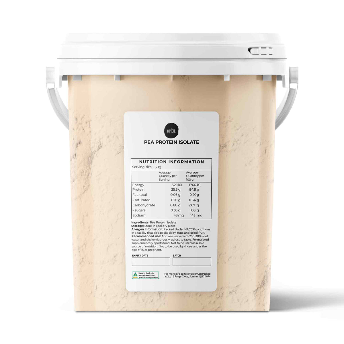 Orku 700g Pea Protein Isolate Powder - High Protein Plant Based Unsweetened Tub