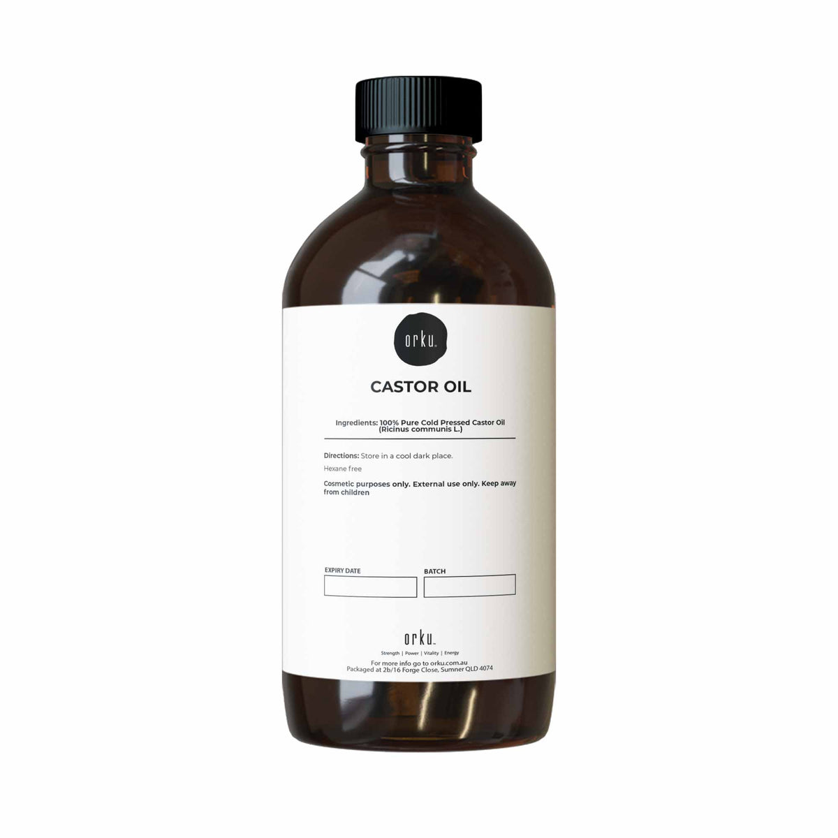 Orku 500ml Castor Oil - Hexane Free Cold Pressed Virgin