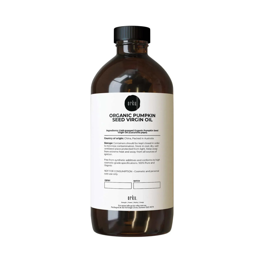 Orku 500ml Organic Pumpkin Seed Oil Ã¢â‚¬â€œ Virgin Cold Pressed Unrefined Cosmetic Grade