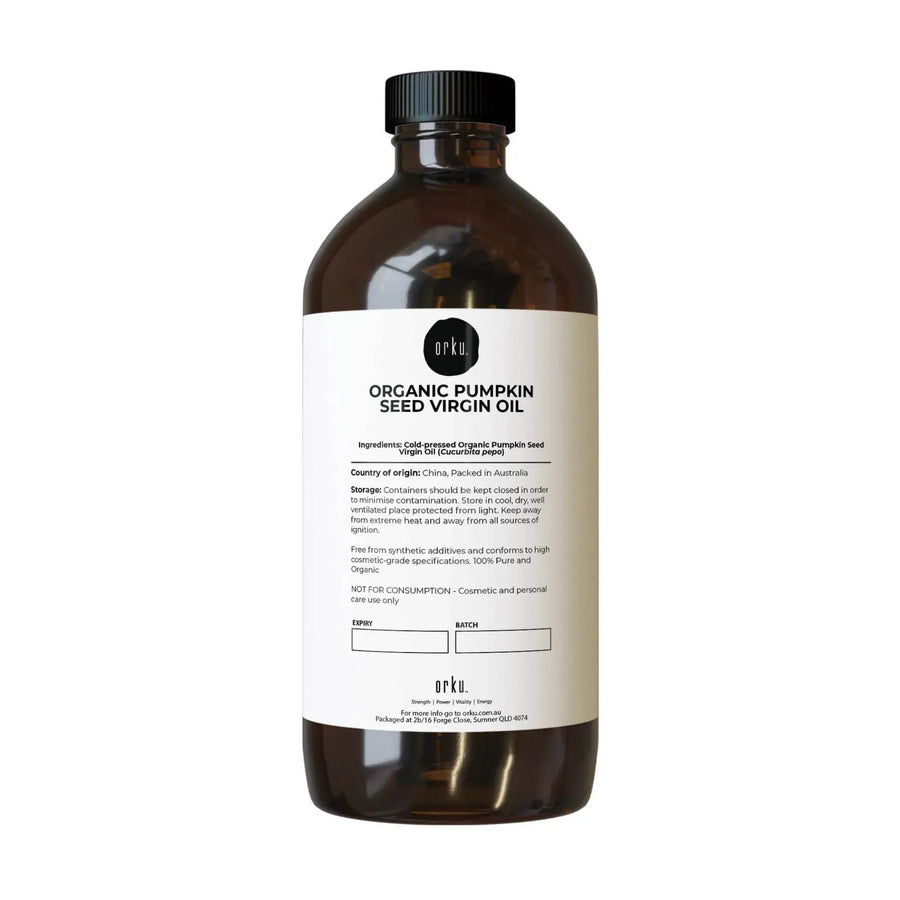 Orku 1L Organic Pumpkin Seed Oil Ã¢â‚¬â€œ Virgin Cold Pressed Unrefined Cosmetic Grade