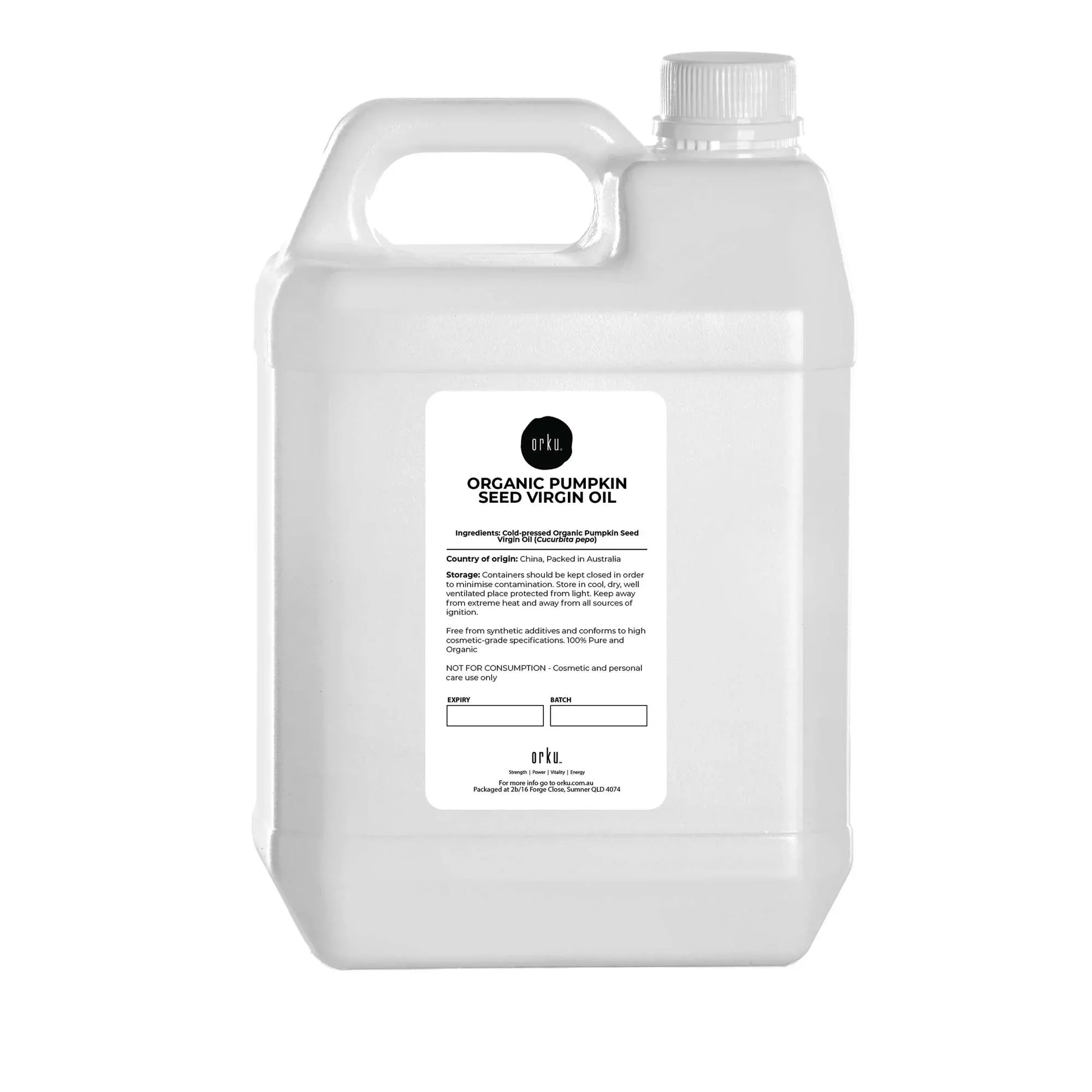 Orku 5L Organic Pumpkin Seed Oil Ã¢â‚¬â€œ Virgin Cold Pressed Unrefined Cosmetic Grade