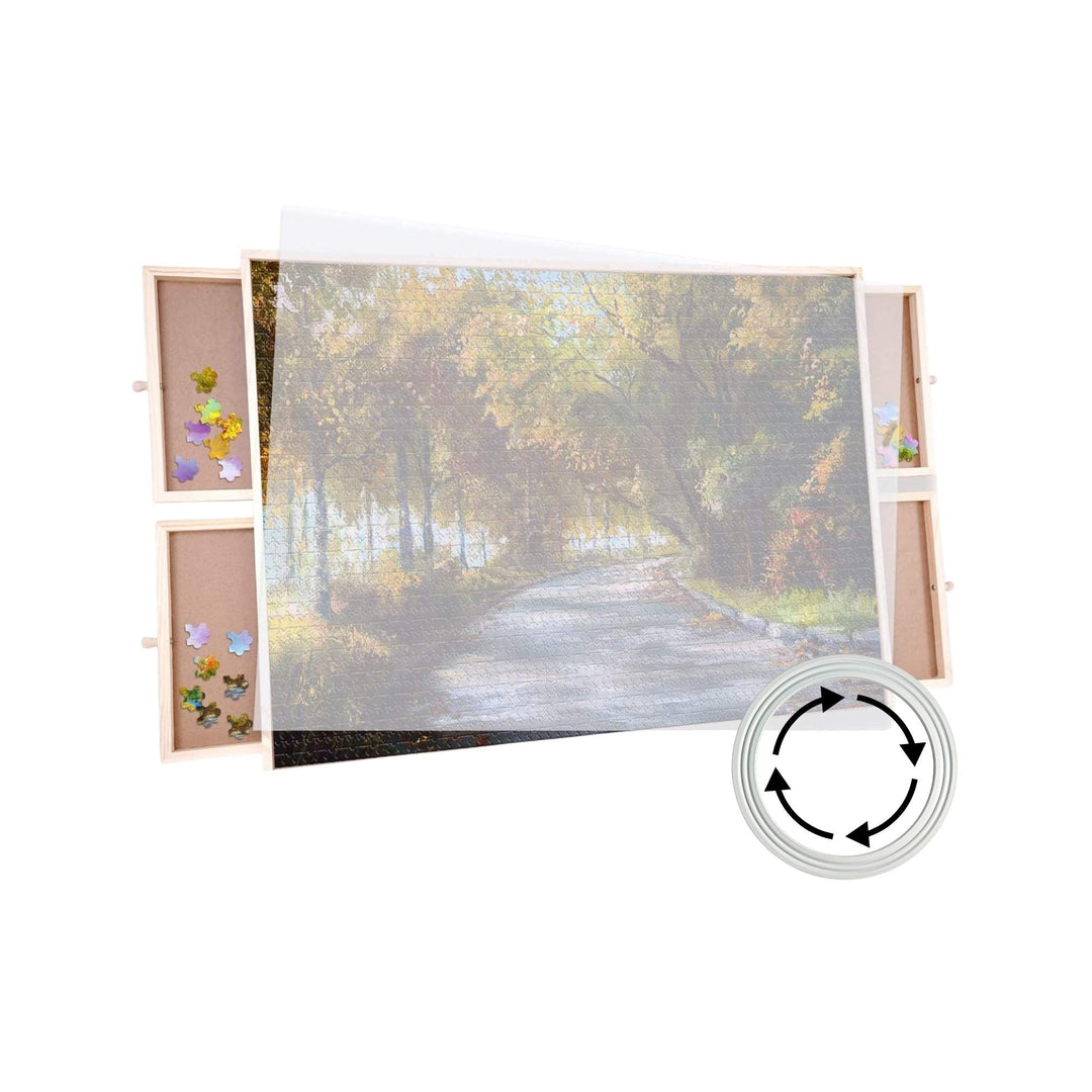 Social Hike 1000pcs Puzzle Board 4 Drawer with Cover -  Wooden Rotating Tabletop