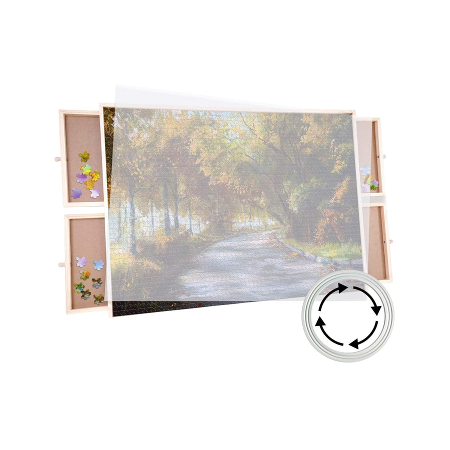 Social Hike 1000pcs Puzzle Board 4 Drawer with Cover -  Wooden Rotating Tabletop