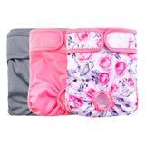 Rooster Farms Female Dog Diapers Medium 3Pk - Washable Reusable Nappy Hook/Loop