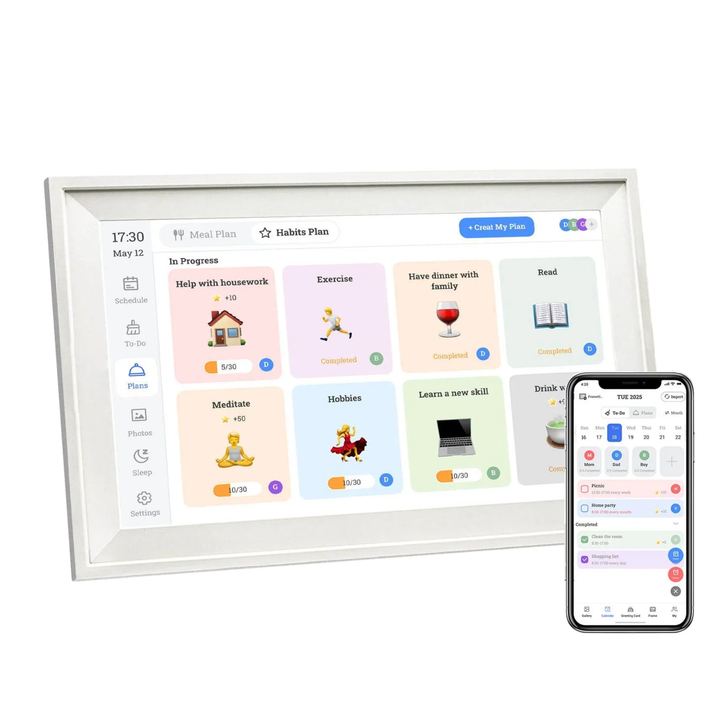Kitchee Digital Calendar Smart Family Planner - 39.5cm Touchscreen Display White