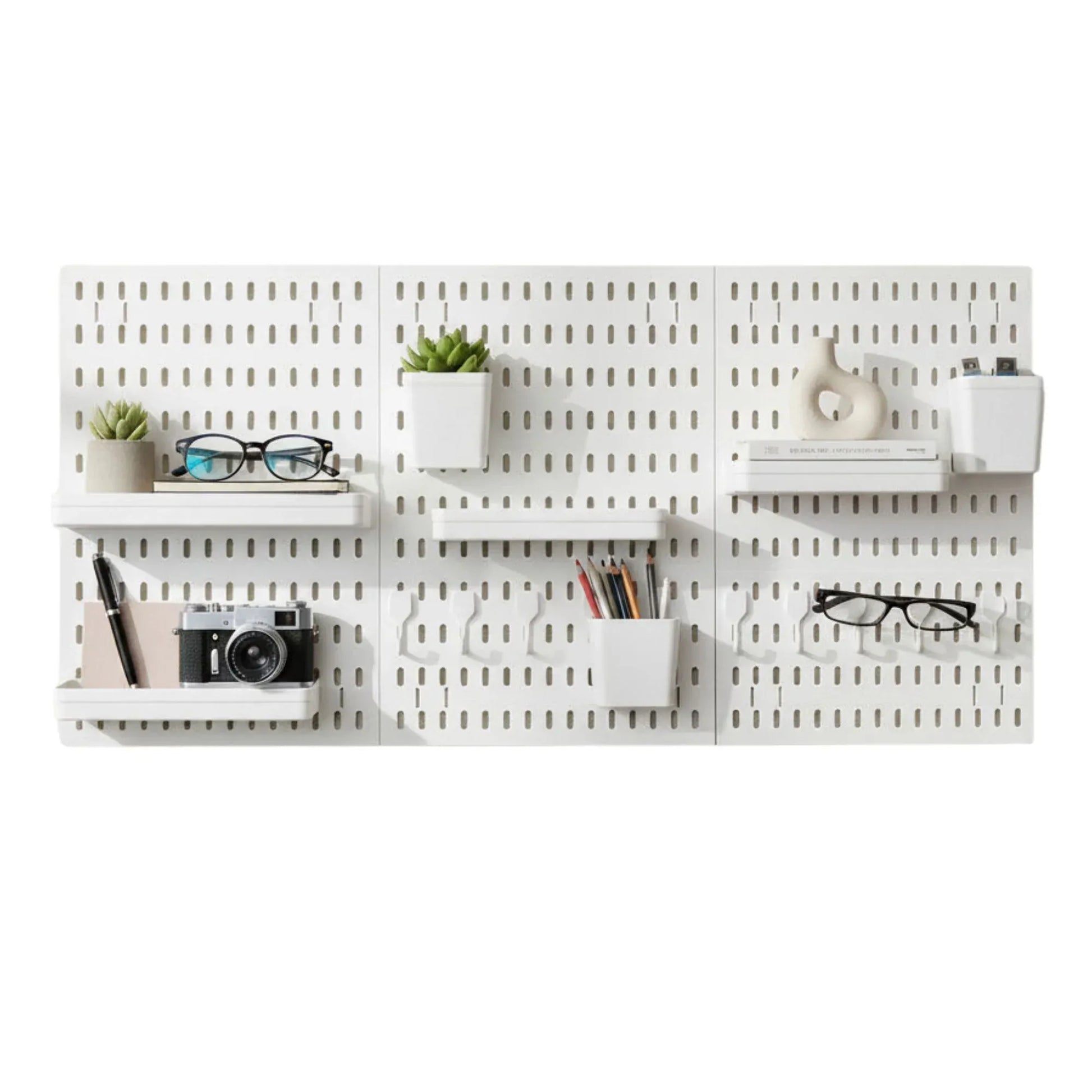 Kitchee Pegboard Wall Organiser Storage Kit 18 Hook and Basket Accessories White